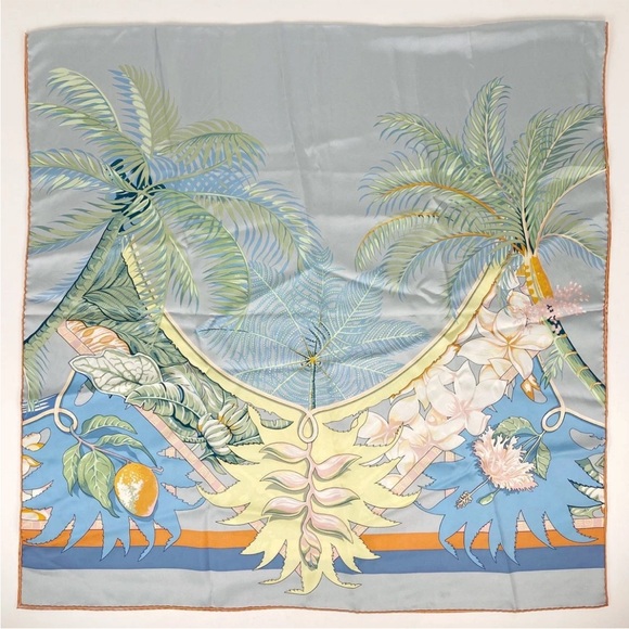Hermes Tropical Scarf - Blue, Green, Gold - Picture 3 of 9